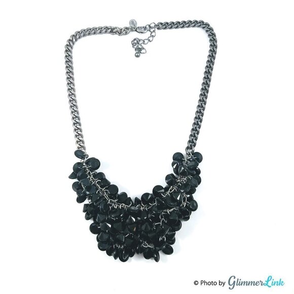 AEO Black Cluster Mesh Bib Statement Necklace - Picture 1 of 7